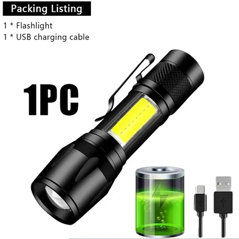 Super Bright Rechargeable LED Flashlight Zoom Torch with LCD Display 3 Modes Waterproof Handheld Light Outdoor Camping Lantern