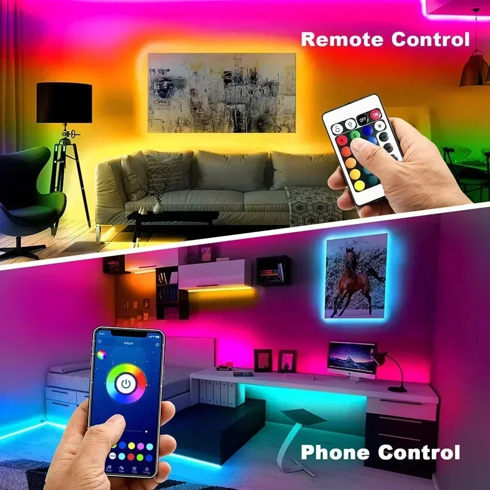 1-30m Bluetooth RGB LED Strip Light for TV Backlight USB 5V 5050 Flexible Tape APP Remote Control Game Room Holiday Decor Lights