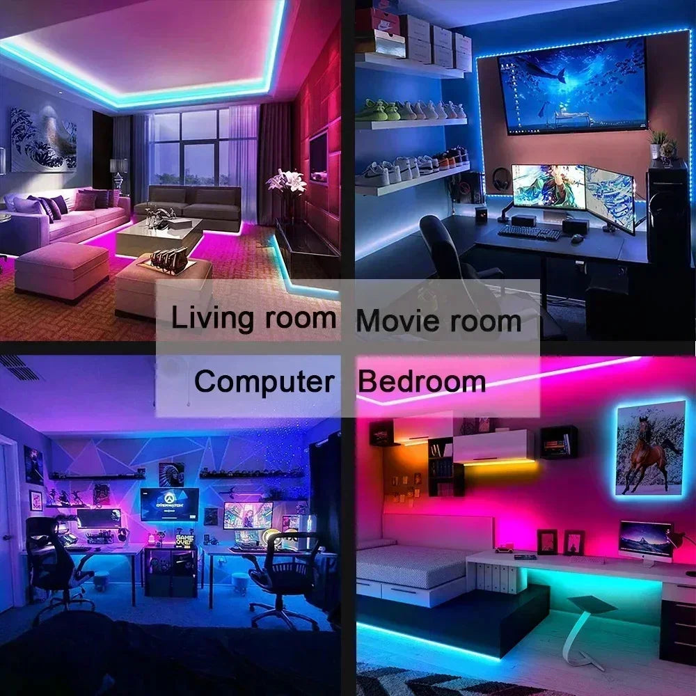 1-30m Bluetooth RGB LED Strip Light for TV Backlight USB 5V 5050 Flexible Tape APP Remote Control Game Room Holiday Decor Lights